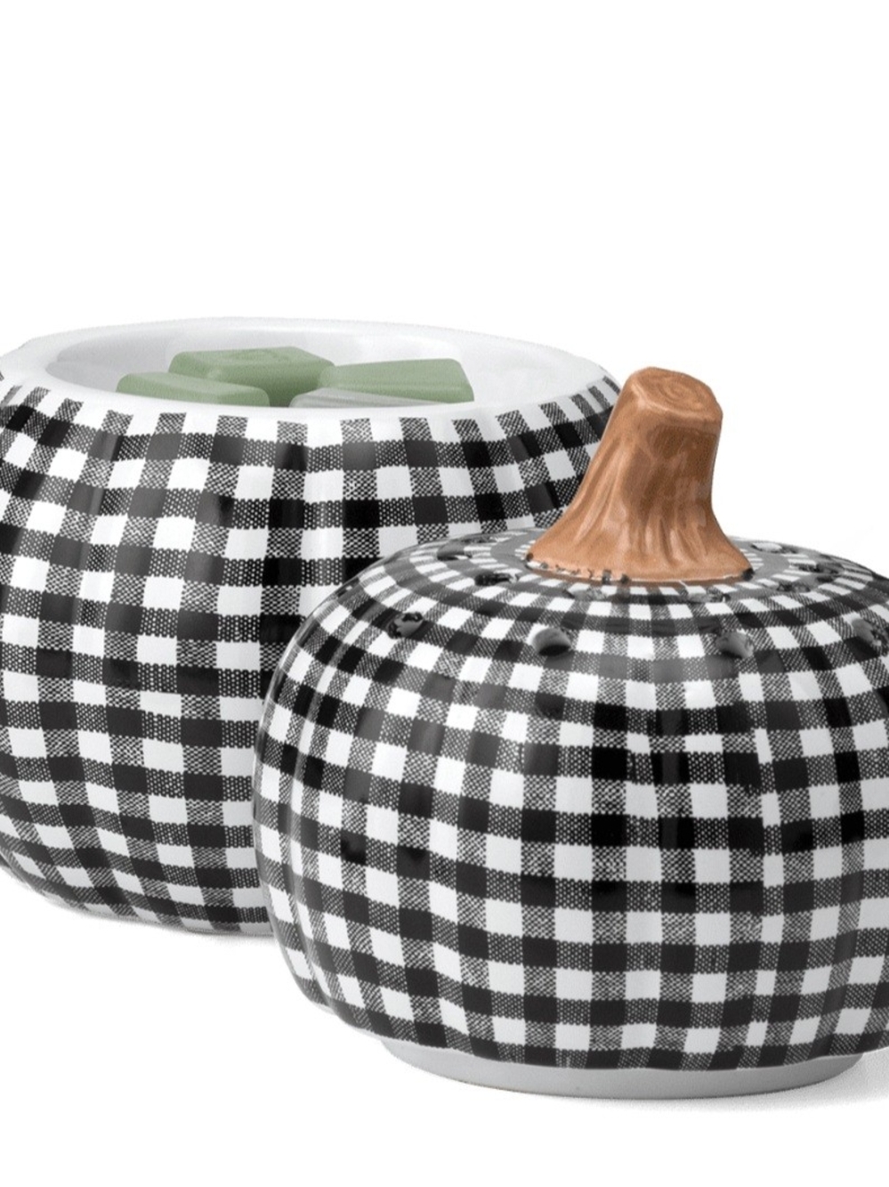 NEW!  SCENTSY Black & White Gingham Pumpkin Wax Warmer